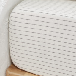 Linot Striped Washed Linen 35cm Flap Fitted Sheet - thumbnail 2