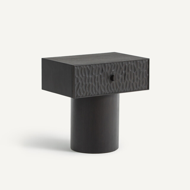 Mason Bedside Table in Solid Oak and Veneer with Coffee-Coloured Staining - image 1