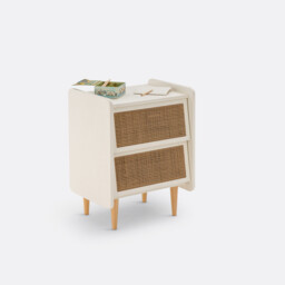 Kaya Bedside Table with 2 Cane Drawers