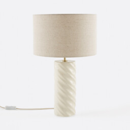 Dehen Ceramic and Linen Table Lamp - thumbnail 1