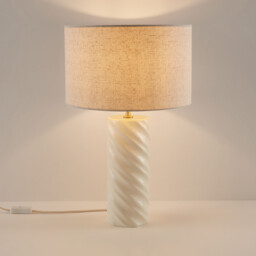 Dehen Ceramic and Linen Table Lamp - thumbnail 3