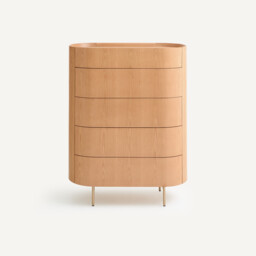 Aslen Solid and Veneer Oak Tall 5-Drawer Chest of Drawers - thumbnail 2