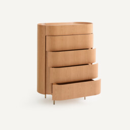 Aslen Solid and Veneer Oak Tall 5-Drawer Chest of Drawers - thumbnail 3