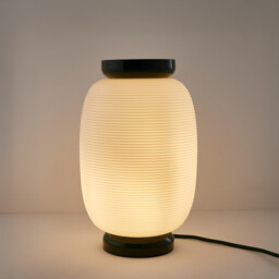 Tilan Grooved Opaline Glass and Iron Table Lamp - thumbnail 3