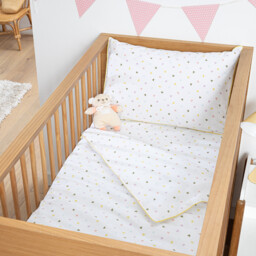 Scacco Heart Print Organic Cotton Baby's Fitted Sheet with 17cm Flap - thumbnail 2