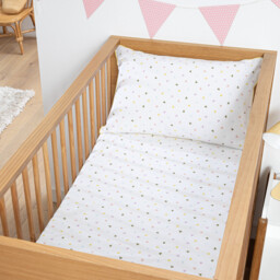 Scacco Heart Print Organic Cotton Baby's Fitted Sheet with 17cm Flap - thumbnail 1