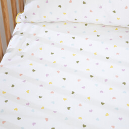 Scacco Heart Print Organic Cotton Baby's Fitted Sheet with 17cm Flap - thumbnail 3
