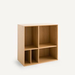 Mikube Small Shelf Unit Bookcase Shelves with Oak Veneer - thumbnail 1
