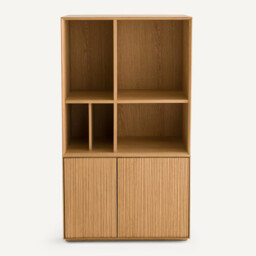 Mikube Small Shelf Unit Bookcase Shelves with Oak Veneer - thumbnail 4