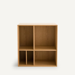 Mikube Small Shelf Unit Bookcase Shelves with Oak Veneer - thumbnail 2