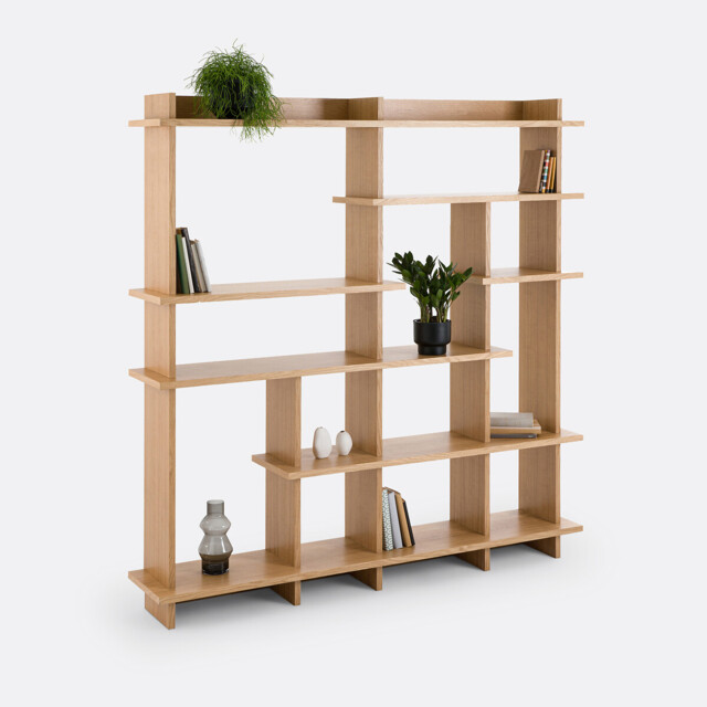 Orga Asymmetric Bookcase in Oak Veneer - image 1