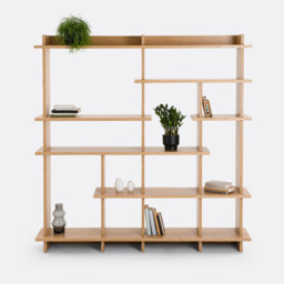 Orga Asymmetric Bookcase in Oak Veneer - thumbnail 3