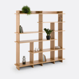 Orga Asymmetric Bookcase in Oak Veneer