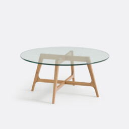 Zoleta Round Coffee Table with Glass Top