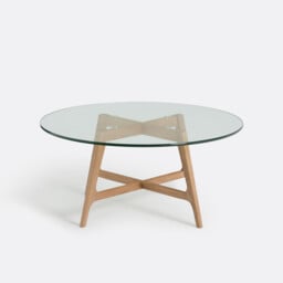 Zoleta Round Coffee Table with Glass Top - thumbnail 3