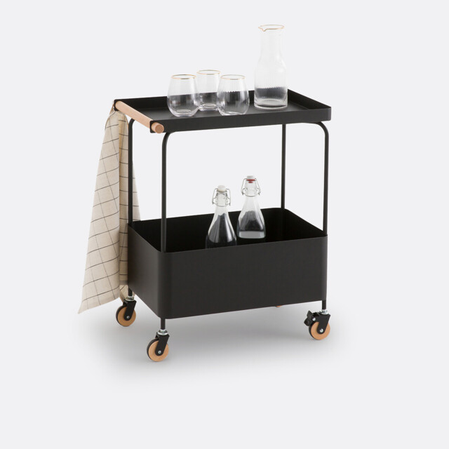 Elkim Black Metal Portable Dessert Trolley - image 1