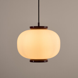 Tilan Ceiling Light in Grooved Opaline Glass and Iron with Diameter 33cm - thumbnail 3
