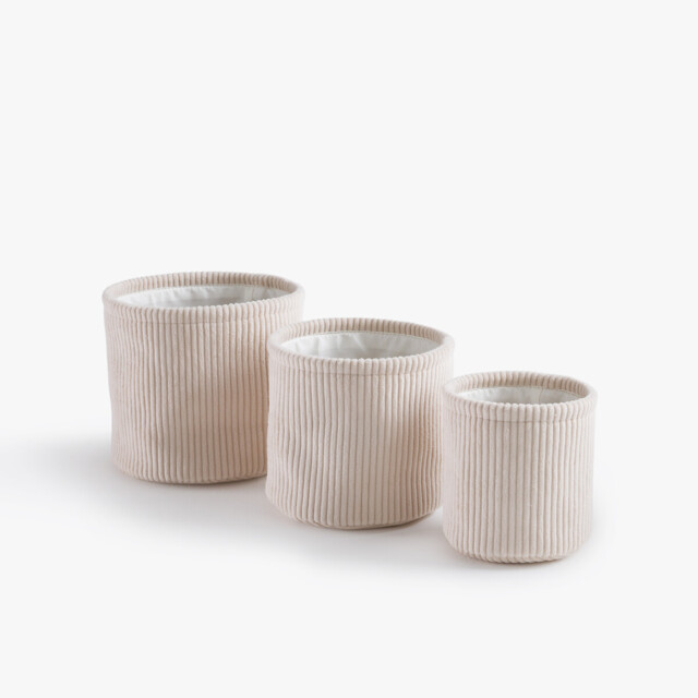 Set of 3 Veloudo Corduroy Round Baskets - image 1