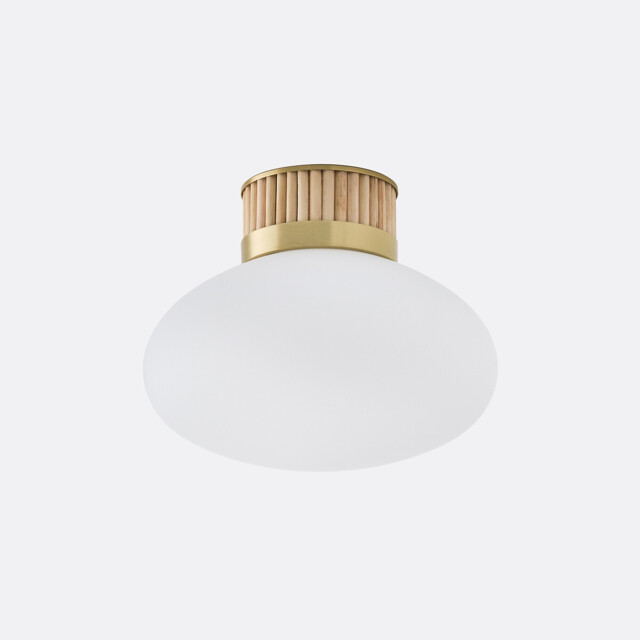 Dolce Ceiling Or Wall Light, in Brass, Bamboo and Opaline Glass - image 1