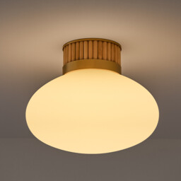 Dolce Ceiling Or Wall Light, in Brass, Bamboo and Opaline Glass - thumbnail 2