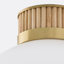Dolce Ceiling Or Wall Light, in Brass, Bamboo and Opaline Glass - thumbnail 3
