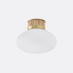 Dolce Ceiling Or Wall Light, in Brass, Bamboo and Opaline Glass - thumbnail 1
