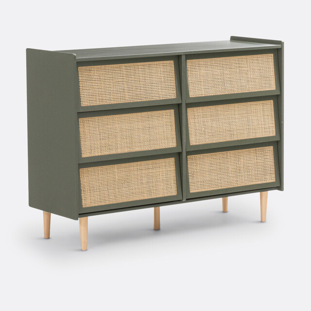 Kaya 6-Drawer Wickerwork Chest of Drawers - image 1
