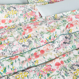 Coloured Field Floral 100% Cotton Percale 200 Thread Count Duvet Cover - thumbnail 2