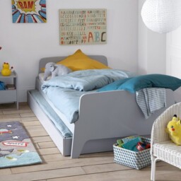 Adil Vintage Retro Style Trundle Bed, Single - thumbnail 2