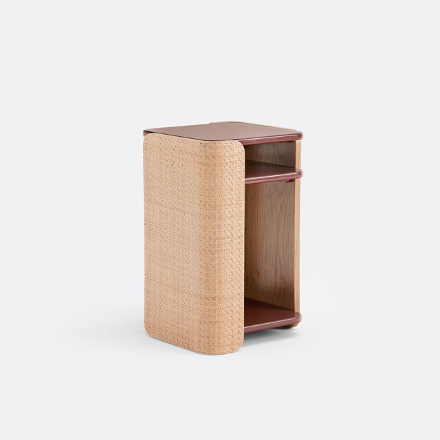 Talma Cane Bedside Table with Double Lacquered Shelving - image 1