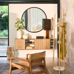 Orion Round Mirror in Solid Black Oak, Ø100cm - thumbnail 2
