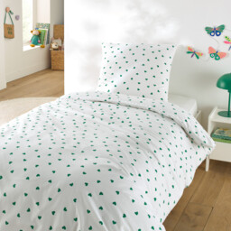 Scacco Green Child's Duvet Cover Set in 50% Recycled Cotton with Square Pillowcase - thumbnail 2