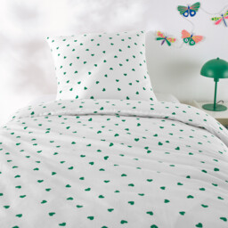 Scacco Green Child's Duvet Cover Set in 50% Recycled Cotton with Square Pillowcase - thumbnail 1