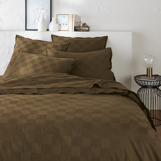 Victor Checkerboard Washed Cotton Satin Duvet Cover - image 1