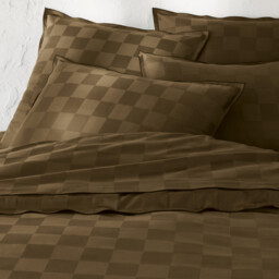 Victor Checkerboard Washed Cotton Satin Duvet Cover - thumbnail 2