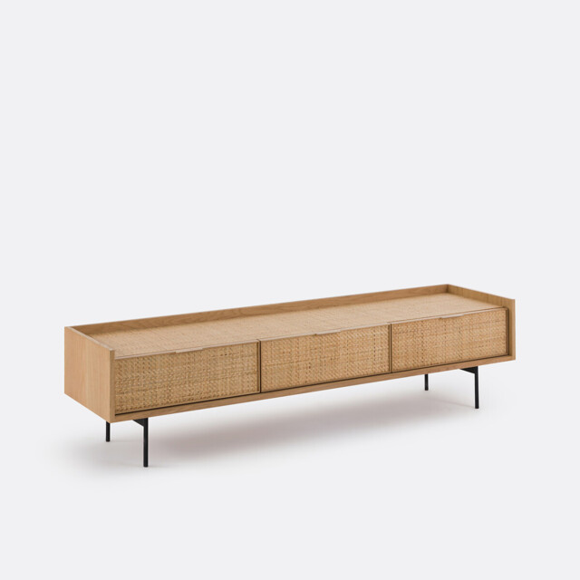 Louison Oak and Rattan Cane TV Unit - image 1
