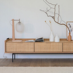 Louison Oak and Rattan Cane TV Unit - thumbnail 2