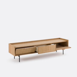 Louison Oak and Rattan Cane TV Unit - thumbnail 4