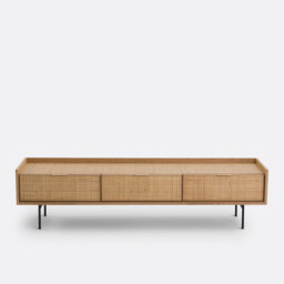 Louison Oak and Rattan Cane TV Unit - thumbnail 3
