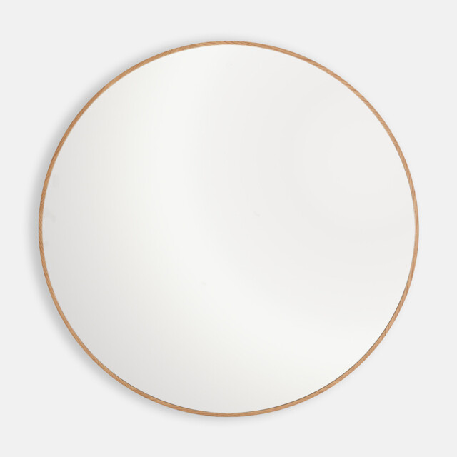 Iodus Oak Veneer 100cm Diameter Round Wall Mirror - image 1
