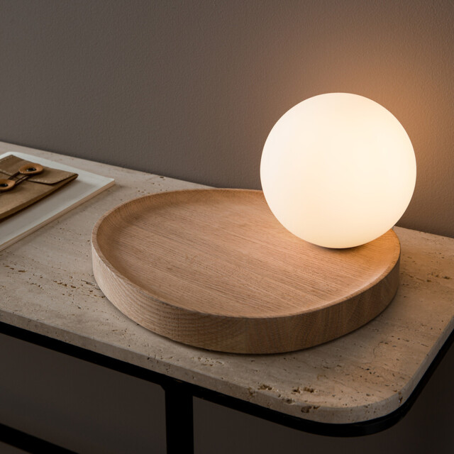 Hannasta Oak & Opaline Globe Table Lamp - image 1