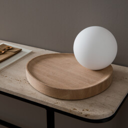 Hannasta Oak & Opaline Globe Table Lamp - thumbnail 3