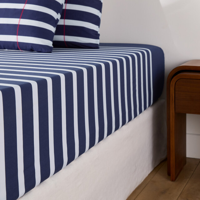 Malo Striped Cotton Fitted Sheet - image 1