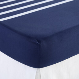 Malo Striped Cotton Fitted Sheet - thumbnail 3