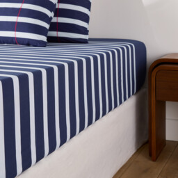 Malo Striped Cotton Fitted Sheet - thumbnail 1