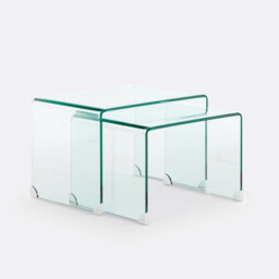 Joan Nesting Tables in Tempered Glass - thumbnail 1