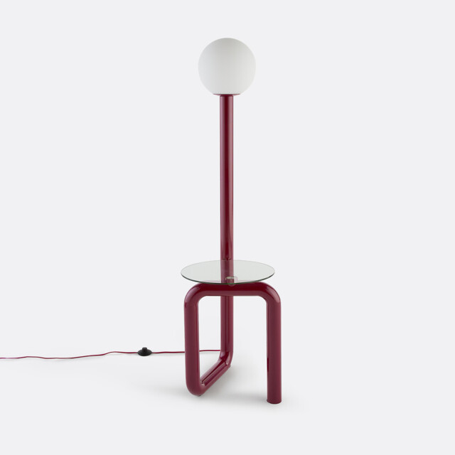 Tedy Iron/Opal Glass/Clear Glass Floor Lamp with Shelf, Height 149cm - image 1