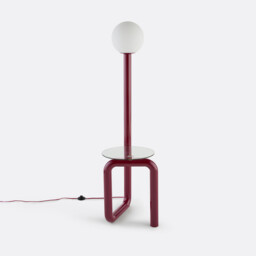 Tedy Iron/Opal Glass/Clear Glass Floor Lamp with Shelf, Height 149cm - thumbnail 1
