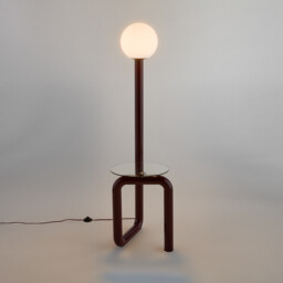 Tedy Iron/Opal Glass/Clear Glass Floor Lamp with Shelf, Height 149cm - thumbnail 4