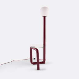 Tedy Iron/Opal Glass/Clear Glass Floor Lamp with Shelf, Height 149cm - thumbnail 3